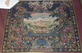 A mid 20th Century framed Needlework Picture depicting Windsor Castle, 32” long