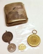 A Mixed Lot comprising: An interesting George V two way folding Cigarette Case of curved rectangular