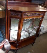 A Victorian Mahogany Display Cabinet, the top with galleried back, with single frieze drawer, to a