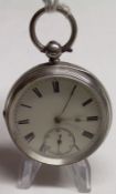 A last quarter of the 19th Century Silver cased open faced key wind Pocket Watch, the fusee movement