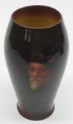 A German hard paste Vase, decorated with a Portrait of Bearded Gentleman on a brown background, 7”