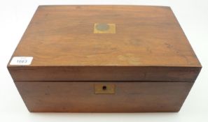 A late 19th/early 20th century Walnut Writing Box, (for restoration), the interior damaged and