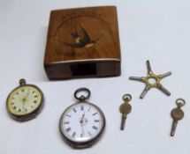 A Mixed Lot of late 19th Century Continental white metal cased Fob Watch, a further early 20th