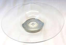 A Scandinavian shallow glass Bowl of tapering form, applied with a Silver-plated or white metal