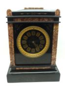 A late 19th Century black and veined Marble Mantel Clock, Pascoe & Son of Paris, gilt metal embossed