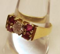 A high grade yellow metal Ring, set to the centre with a brilliant cut Diamond of approximately.3ct,