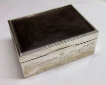 A George V Presentation Cigarette Box, rectangular shaped with Tortoiseshell inset lid, the front