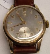 A Gents 1960’s Gold plated mechanical Wristwatch with semi-bubble back, Arabic numbers and batons,