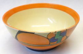 A Clarice Cliff circular Bowl, the outer rim decorated with the “Picasso Flower” pattern, with plain