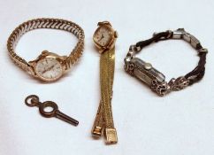 A Mixed Lot comprising: a Base Metal Cased Cocktail Watch; together with a two further Ladies Gold