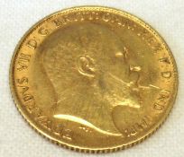 An Edward VII Gold Half Sovereign dated 1906.