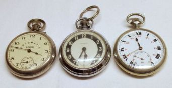 A packet of three 20th Century metal cased Pocket Watches, including one by Ingersoll, (3)