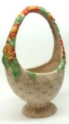 A Clarice Cliff Wilkinsons Limited basket shaped Flower Vase with internal flower brick, the
