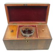 A 19th Century Rosewood and Mahogany Tea Caddy of plain rectangular form, the lifting lid