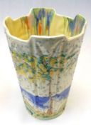 A Clarice Cliff Vase shape number 451 decorated with the “Patina Coastal” design, 8” high.