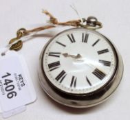 A third quarter of the 19th Century Silver paired cased Pocket Watch with key wind, the verge