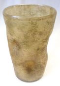 A Studio Glass iridescent dimpled Vase of tapering circular form, decorated with a mottled
