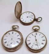 Three Continental Silver/white metal Pocket Watches, (A/F), (3).