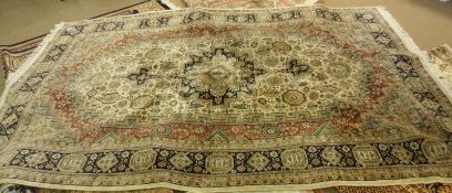 A modern Caucasian style Wool Carpet, with multi-gull border and central panel of geometric designs,