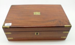 A Mahogany and Brass Bound Former Writing Box, with a void interior, 16” wide.