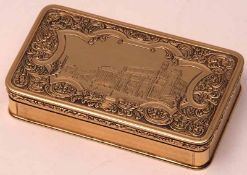 A 19th Century Continental (probably French or Swiss) high grade yellow metal Box, the hinged lid