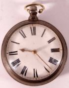 A third quarter of the 20th Century Silver paired case Pocket Watch, the verge movement inscribed