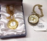 Two Gold plated Pendant Watches on Gold plated Chain by Spartan and Verity, (20.