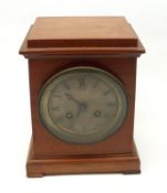 A late 19th/early 20th Century small Satinwood cased Mantel Clock, of plain spreading square form,