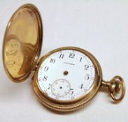 A first quarter of the 20th Century Waltham Gold plated cased Hunter Pocket Watch, button wind,