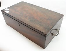 An early 19th Century Mahogany Writing Box, with a plain plush-lined interior and side drawer fitted