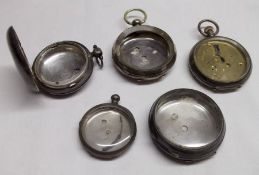 A packet of five assorted 19th /early 20th Century Silver Watch Cases, (5)