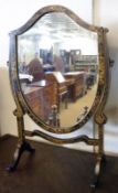 An early 20th Century shield shaped Dressing Table Mirror in japanned finished frame, 23 ½” high