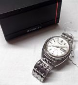 A Gents 1970/80’s Seiko Bell-matic Stainless Steel cased Wristwatch, Silvered batons to a Silvered