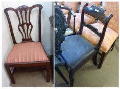 A 19th Century Mahogany framed Dining Chair with pierced splat back, raised on square tapering legs,