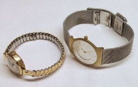 A Ladies late 20th Century Skagen (Denmark) Stainless Steel and Gold plated Quartz Wristwatch on