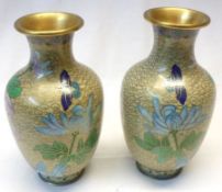 A pair of 20th Century Cloisonné baluster Vases of tapering circular form, decorated in shades of