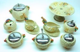 A Mixed Lot: Clarice Cliff Newport Pottery Celtic Harvest design Table Wares to include: Tazza on
