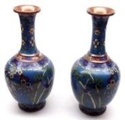 A pair of large good quality Chinese Cloisonné enamelled Vases of globular bottle form, with