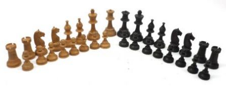 A cased 20th Century turned wood Chess Set