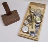 A Box of assorted Watches including two Metal Cased Pocket Watches, four Gents Watches and three