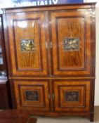 A late 18th/early 19th Century Mahogany two tier Side Cabinet, the top section with two doors,