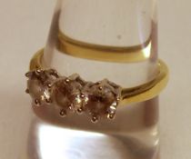 A hallmarked 18ct Gold three old cut Diamond Ring of approximately ¾ct total.