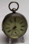 A last quarter of the 19th Century Silver cased open faced key wind Pocket Watch, the movement