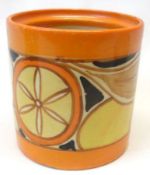 A Clarice Cliff cylindrical Preserve Pot (lid missing), decorated with the “Sliced Fruit” pattern, 2