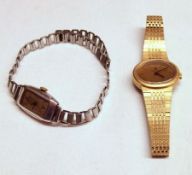 A Mixed Lot comprising: a Ladies Gold Plated Quartz Wristwatch, “Review”; together with a Silver