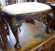 A William & Mary style Mahogany Stool, raised on four heavy cabriole legs, with shell knees, ball