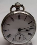 A third quarter of the 20th Century Silver cased open faced key wind Pocket Watch, the movement
