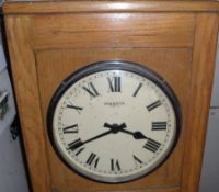 A 20th Century Master or Slave Clock Magneta Electric, in a Light Oak Case with glazed front,