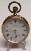 A first quarter of the 20th Century hallmarked 9ct Gold cased open faced Pocket Watch, button