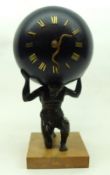 An unusual globe Timepiece, with gilded circular chapter ring and snake hands, (small hand missing